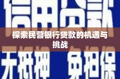 班戈探索民营银行贷款的机遇与挑战