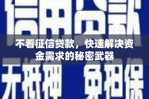 湘西不看征信贷款，快速解决资金需求的秘密武器