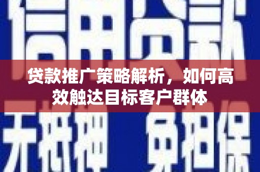 坊子贷款推广策略解析，如何高效触达目标客户群体