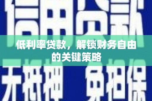 国姓低利率贷款，解锁财务自由的关键策略